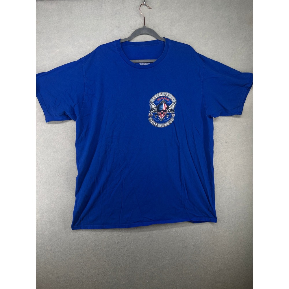 Reno Nevada Bike Rally 2018 Mens Blue Graphic T-Shirt Skull American Flag 3XL